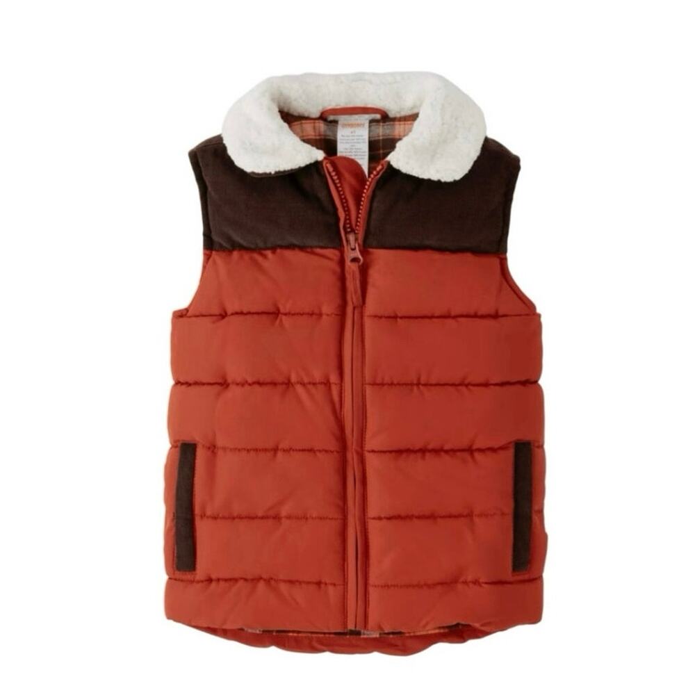 Gymboree red cedar brown corduroy Outdoor puffer vest trail warm Toddlers 4T NWT